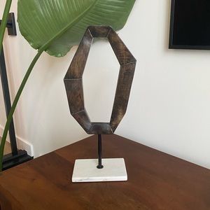 Wooden Sculpture on Marble Stand